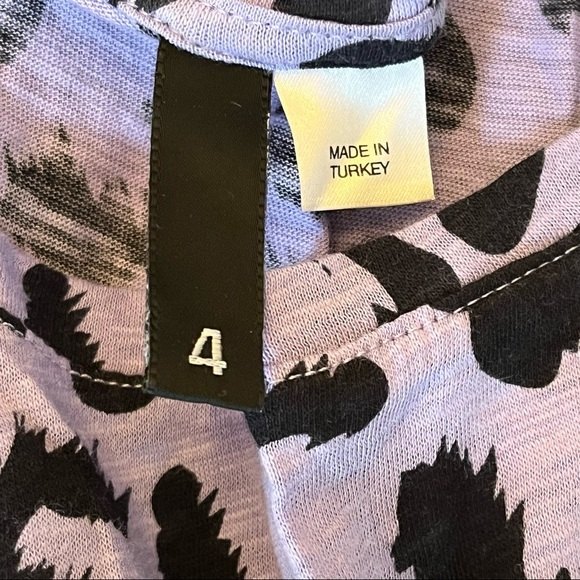 H&M Purple Leopard Short Sleeve Tunic Top With Sash Size 4 - Picture 6 of 6